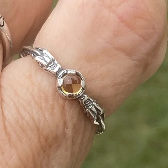 Celtic Dragon Ring .925 Sterling Silver w/ genuine citrine sz 9 medieval dragon - Picture 9 of 16